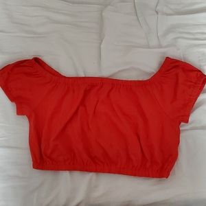 Wilfred bright orange off the shoulder crop top